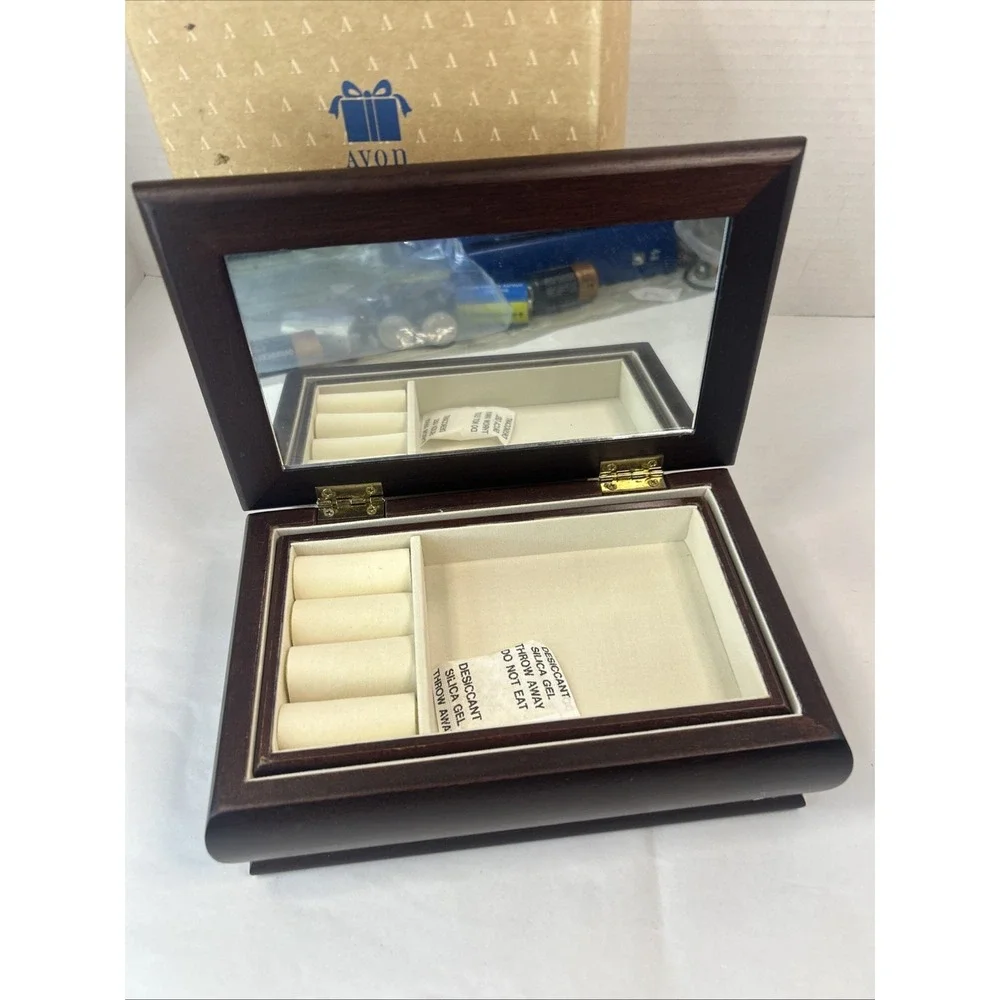 VTG Floral Tapestry Jewelry Box Wood W/ Mirror Lift Out‎ Tray Velvet Inside Read